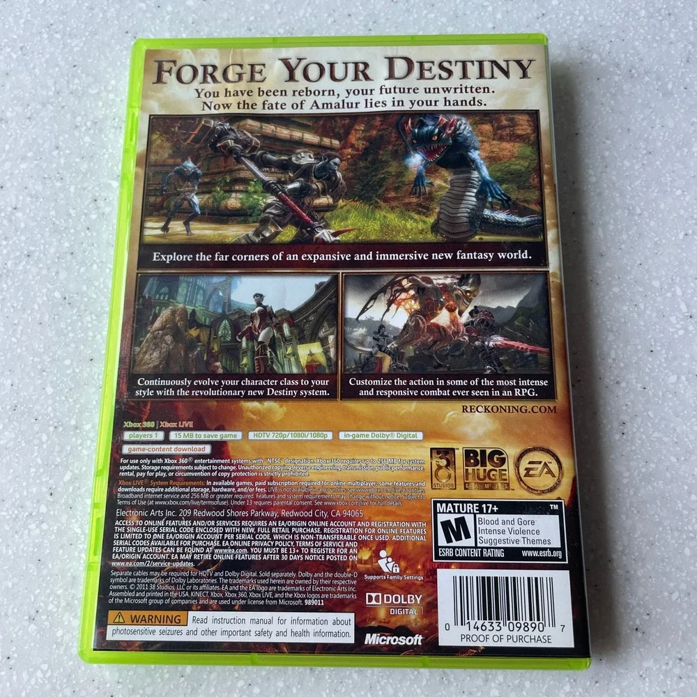 Kingdoms of Amalur Reckoning Xbox 360 RPG EA Games 2012 NTSC M Rated